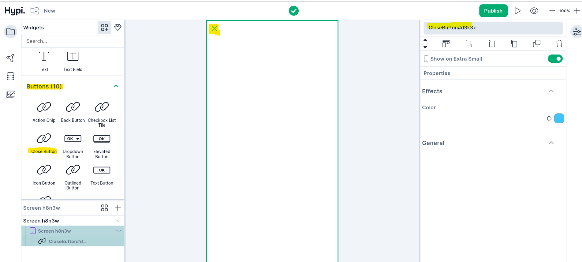 Widget Close Button